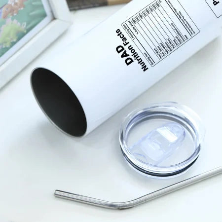 Fathers Day Personalized Dad Nutrition Facts Tumbler